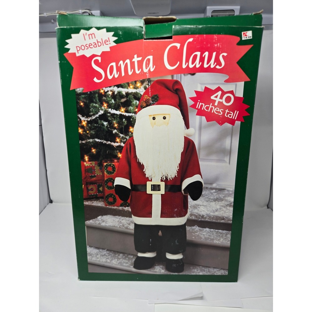 Vintage Poseable Santa Claus 40 Inch Tall Christmas Floor Decoration Large Plush